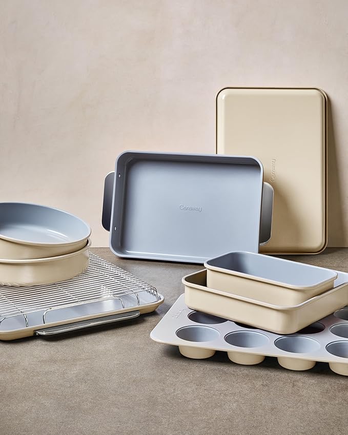 Caraway Non-Stick Ceramic 9”x13” Rectangle Pan Duo - Naturally Slick Ceramic Coating - Non-Toxic