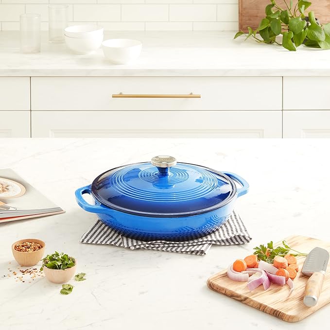 Lodge 3.6 Quart Enameled Cast Iron Oval Casserole With Lid ??Dual Handles ??Oven Safe up to 500ì§?F