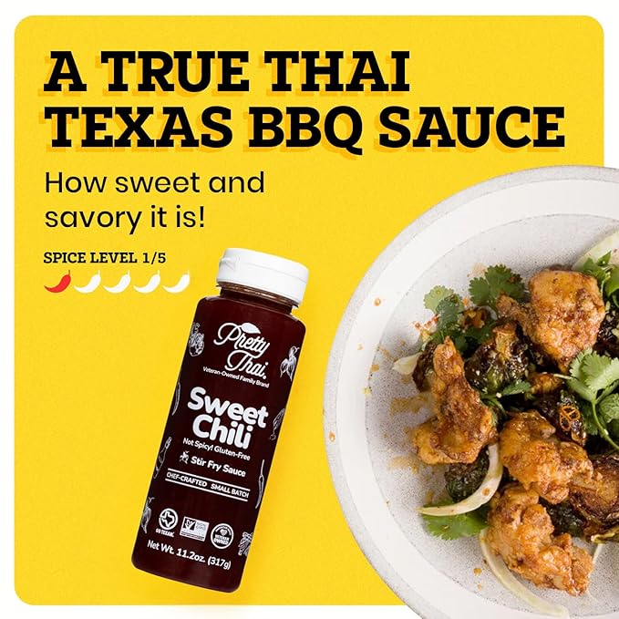 Pretty Thai Sweet Chili Sauce, Gluten Free Certified Non-GMO Authentic Vegan Stir Fry, BBQ