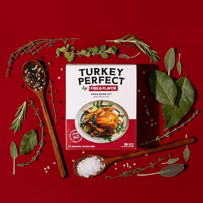 Fire & Flavor Turkey Perfect All-Natural Herb Brine Seasoning Kit, Perfect for Roasting, Grilling