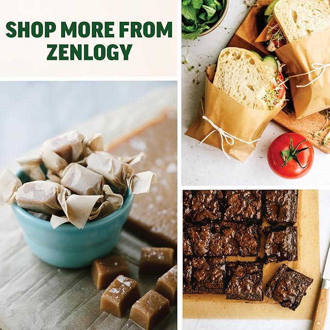 Zenlogy Unbleached Parchment Paper Squares 2x2 (400 Sheets) - Perfect for Storing Freezing