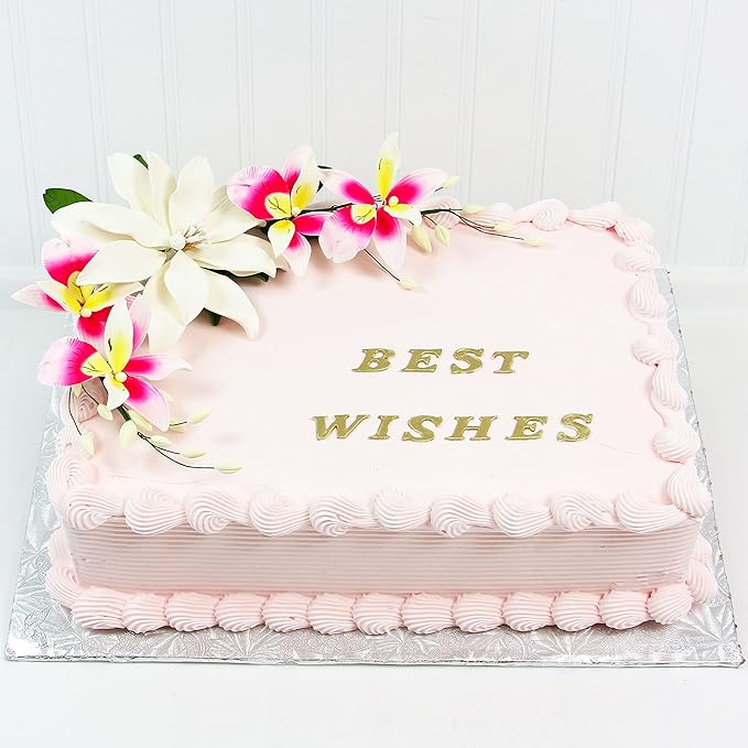 Global Sugar Art Double Orchid Spray Sugar Cake Flowers, Dark Pink & Yellow, 1 Count by Chef Alan