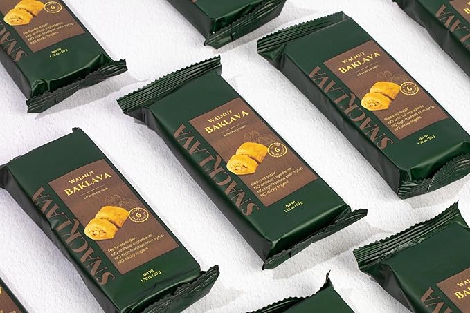 Snacklava Mixed Baklava Bites - 20 Pack - 5 Pistachio (3 Pieces per Pack) 10 Walnut (4 Pieces per