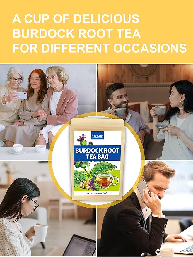 TeeLux Burdock Root Tea Bags, Pure Natural Burdock Root, Caffeine Free, Premium Herbal Tea, 50 Tea