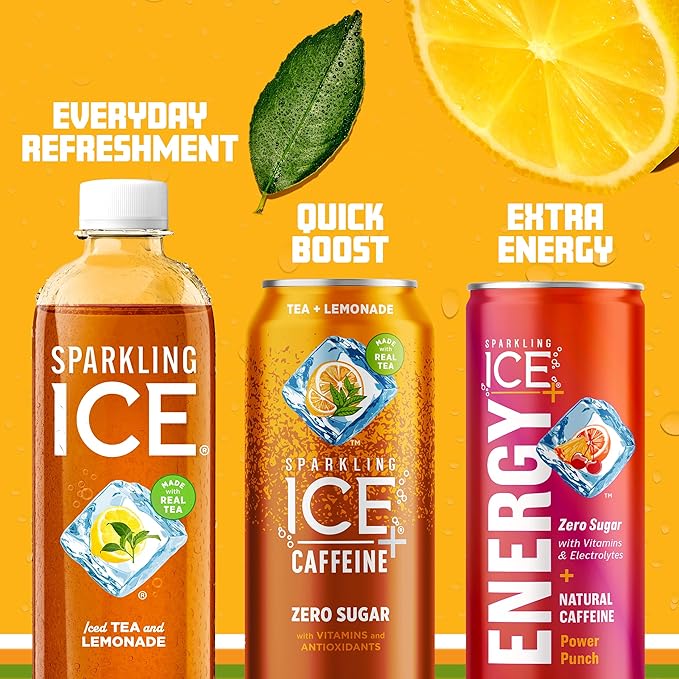 Sparkling Ice Tea + Lemonade Sparkling Water, Zero Sugar Flavored Water, with Vitamins and