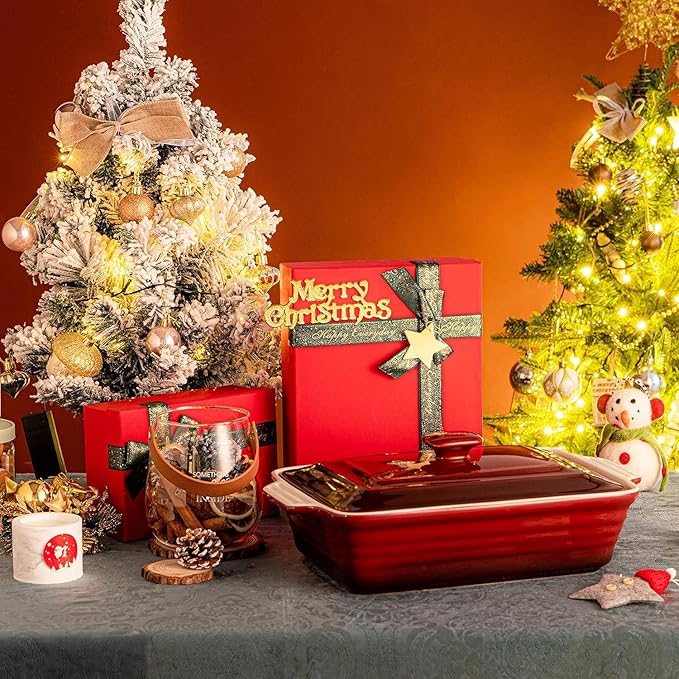 LOVECASA 4.5 Quart Ceramic Casserole Dish with Lid, 9x13 Baking Dish for Oven, Lasagna Pan Deep