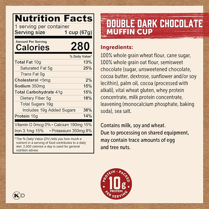 Kodiak Cakes Minute Muffin Cup Variety Pack - 100% Whole Grains, Double Dark Chocolate, Blueberry &