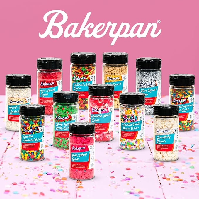 Bakerpan Quins Alphabet Sprinkles for Cake Decorating - 6.1 Ounces - ABC Edible Confetti Sprinkles