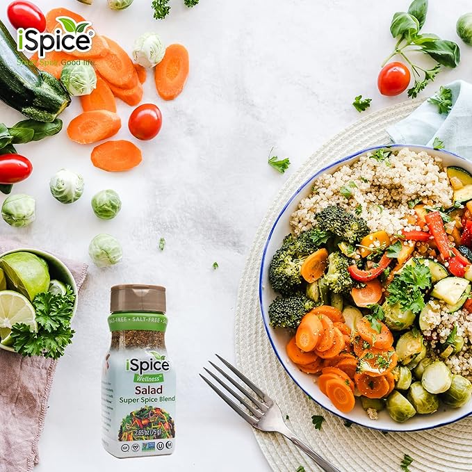 iSpice - Salt-Free | Sugar free | 100% Pure Wellness Salad Seasoning Fat Free Super Spice Blend |