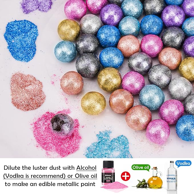NiHome Edible Food-Grade Glimmer Powder Glitter Luster Dust Metallic Food Decorating Sprinkle