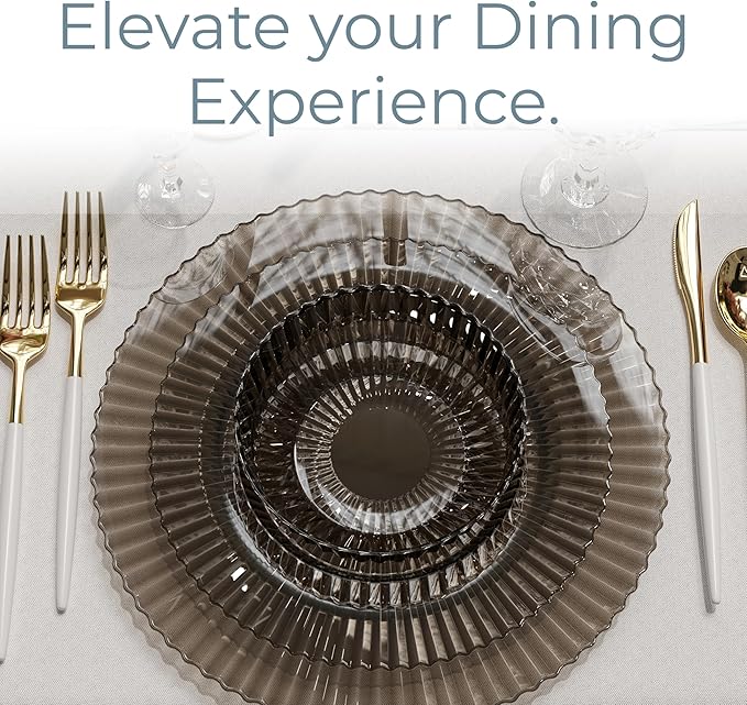 Exquisite 40 Piece Plastic Disposable Plates Set For 20 Guests I 20 X 9 Inch & 20 X 11 Inch
