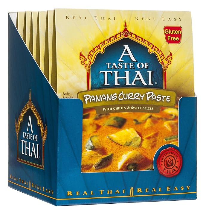 A Taste of Thai Panang Curry Paste - 1.75oz Pack of 6 Ready-to-Use Mix Flavored with Classic Thai