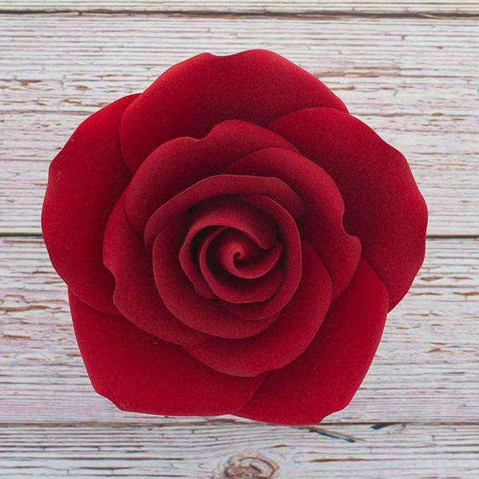 Global Sugar Art Rose Jumbo Sugar Cake Flowers Deep Red, 5 Count by Chef Alan Tetreault