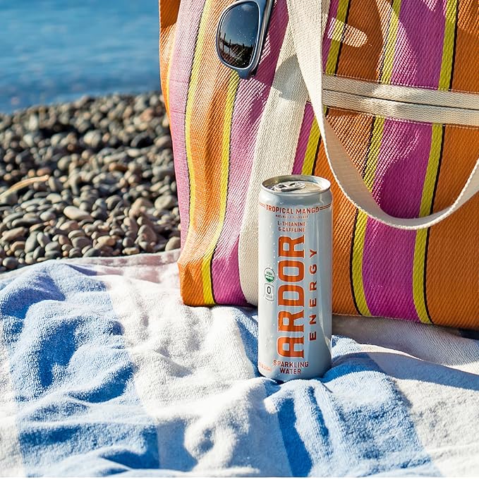 ARDOR ENERGY Sparkling Water with 100mg Natural Caffeine & 200mg L-Theanine from Organic Green Tea