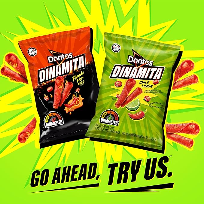 Doritos Dinamita Spicy Rolled Tortilla Chips, Chile Limon and Flamin' Hot Queso Flavored Variety