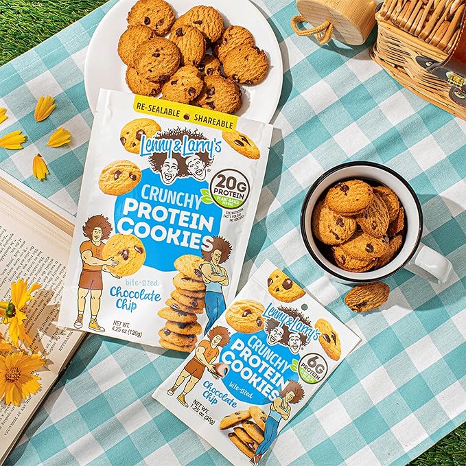 Lenny & Larry's The Complete Crunchy Cookie, Chocolate Chip, 6g Plant Protein, Vegan, Non-GMO, 4.25