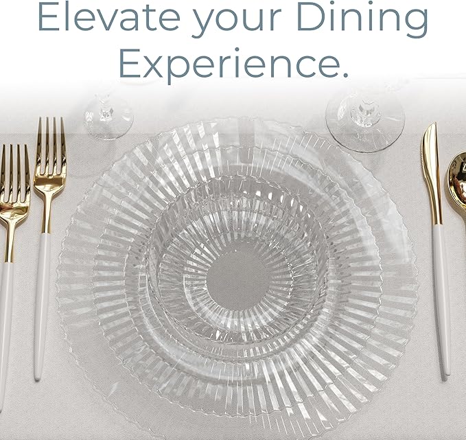 Exquisite 80 Piece Plastic Disposable Plates Set For 40 Guests I 20 X 9 Inch & 40 X 11 Inch