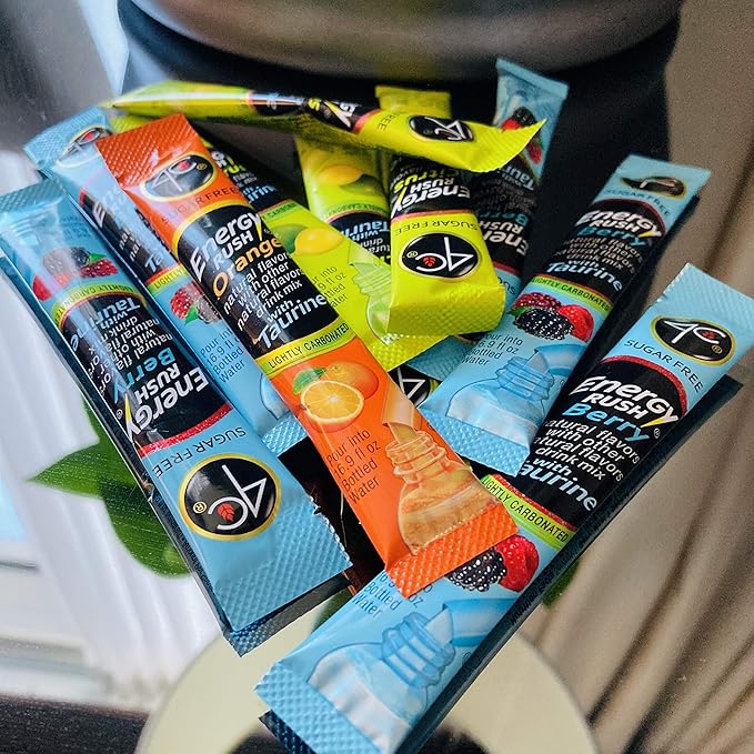 4C Powder Energy Rush Stix, Energy Rush - Citrus 350 Count, Bulk Buy, Singles Stix, On the Go
