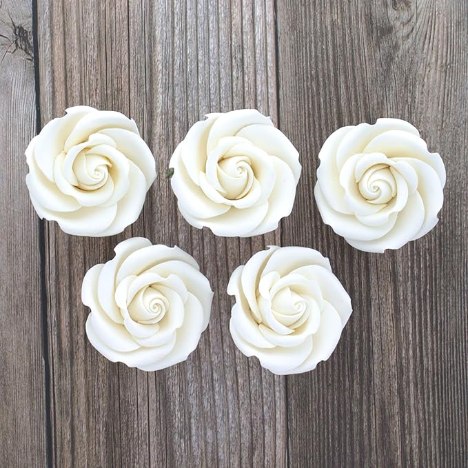 Global Sugar Art Rebecca Rose Sugar Cake Flowers, White 2 Inches, 8 Count by Chef Alan Tetreault