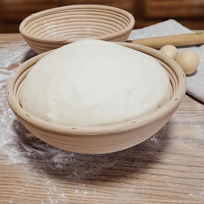 Banneton Bread Proofing Basket,9 Inch Round + 9.8 Inch Round Sourdough Proofing Baskets with