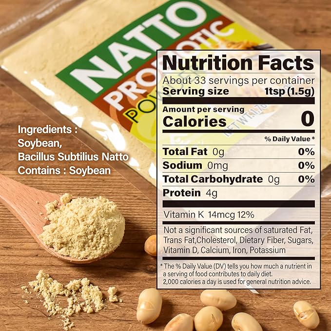 YAMASAN KYOTO UJI Japanese Natto Fermented Soybean Powder, Freeze-Dried Natto Powder, Vitamin K