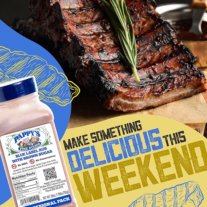 New Pappy's Blue Label Rub With Brown Sugar. Perfect for bbq and smoked brisket, steak, beef