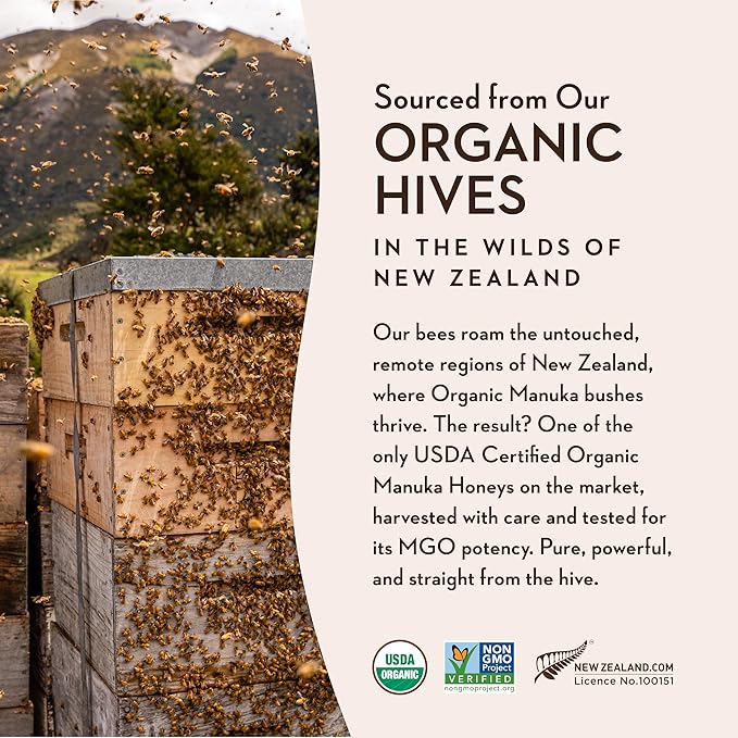Wedderspoon Raw Premium USDA Certified Organic Manuka Honey, 50+ MGO, 8.8 Oz, Unpasteurized New
