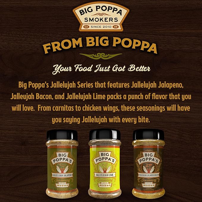 Big Poppa’s Jallelujah Seasoning Set – Gourmet Spice Trio with Jalapeño, Jalapeño Bacon & Lime Rubs