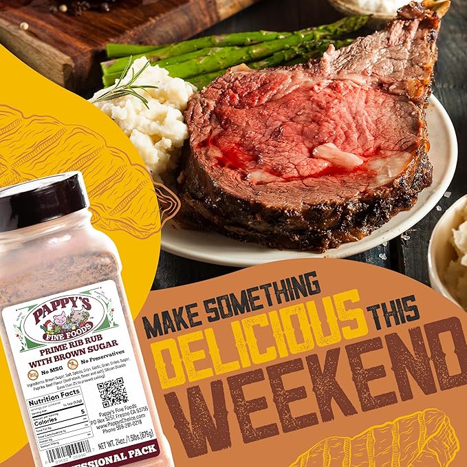 New Pappy's Prime Rib Rub With Brown Sugar. Perfect for bbq and smoked brisket, steak, beef