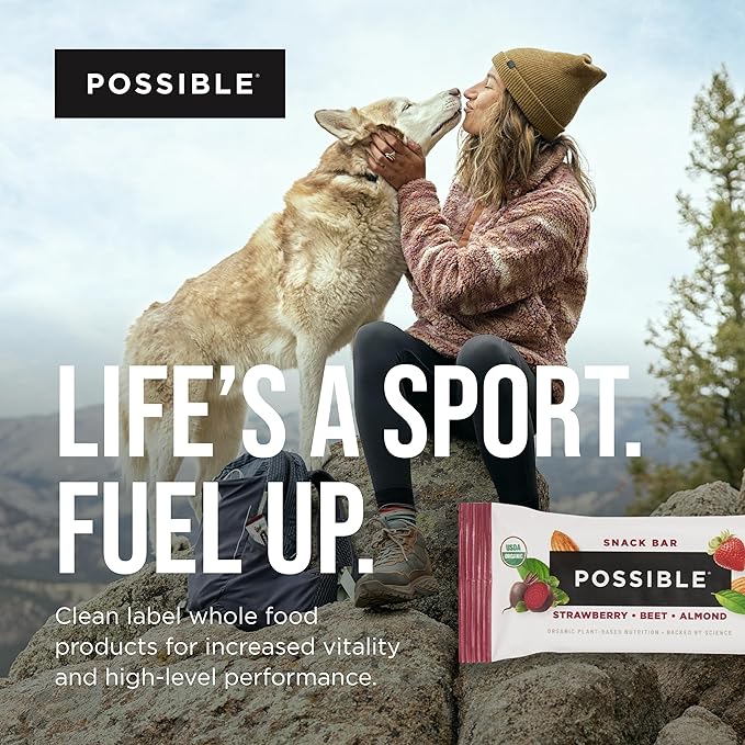POSSIBLE Snack Bar - Organic Energy Bars with 10g of Plant-Based Protein - Vegan, Gluten-Free