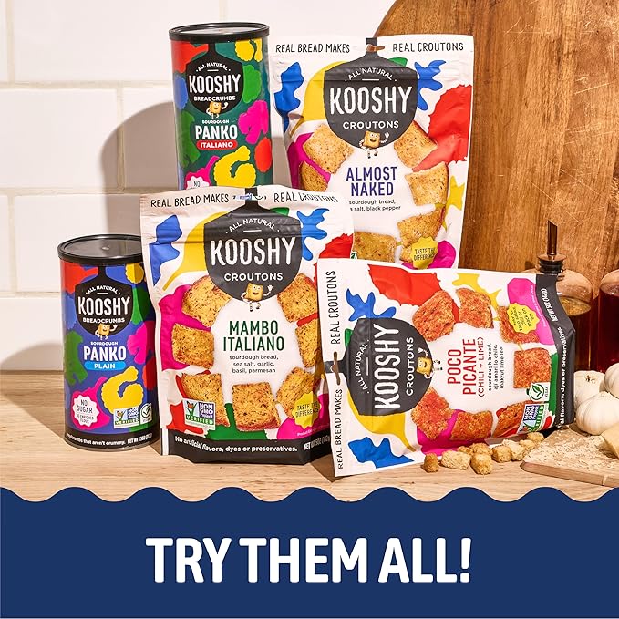 Kooshy Plain Panko Breadcrumbs | Vegan, Dairy Free, & Non GMO Sourdough Bread Crumbs for Meatballs