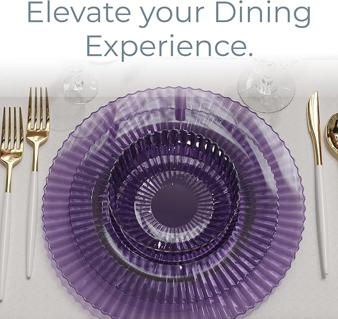 Exquisite 40 Piece Plastic Disposable Plates Set For 20 Guests I 20 X 9 Inch & 20 X 11 Inch