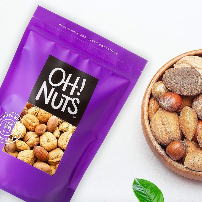 Oh! Nuts Mixed Nuts in Shell - Raw - 100% Natural - 3 lb - Jumbo-Sized Premium Shelled Nuts