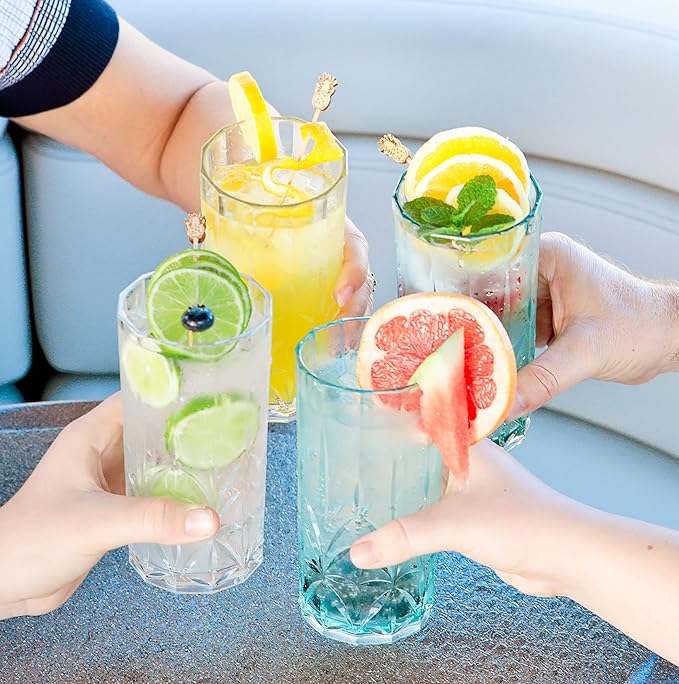 BELLAFORTE Shatterproof Tritan Tall Tumbler, Set of 4, 18oz - Myrtle Beach Drinking Glasses