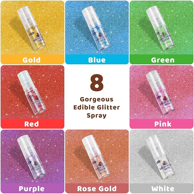 Edible Red Glitter Spray, 5g Shimmer Edible Glitter for Cocktails, Drinks, Cake Decorating, Edible