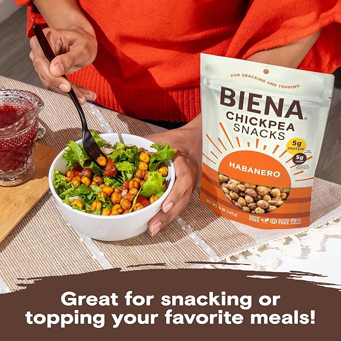 BIENA Chickpea Snacks - Crunchy Roasted Chickpeas - High Fiber Vegan Protein Snacks for Adults and