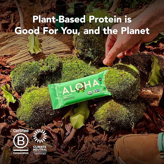 ALOHA Organic Plant Based Protein Bars - Lemon Cashew - 12-Count - Vegan, Low Sugar, Gluten-Free
