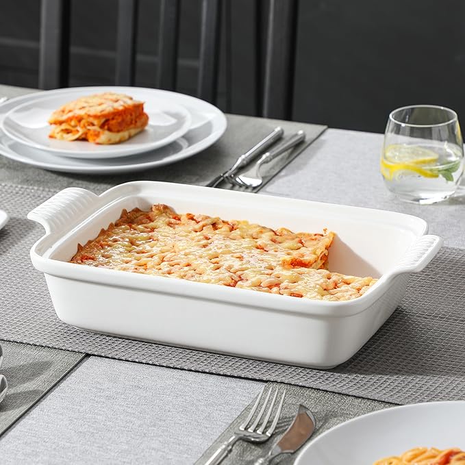 MALACASA 3.4 Quart Baking Dish With Lid, Porcelain Casserole dish with Lid, 13 x 9 Lasagna Pan Deep