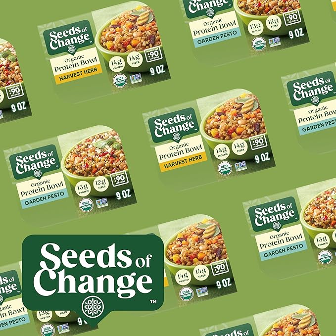 SEEDS OF CHANGE Organic Protein Bowl Garden Pesto, Prepared Entr챕e, Microwave in 90 Seconds, 9 oz