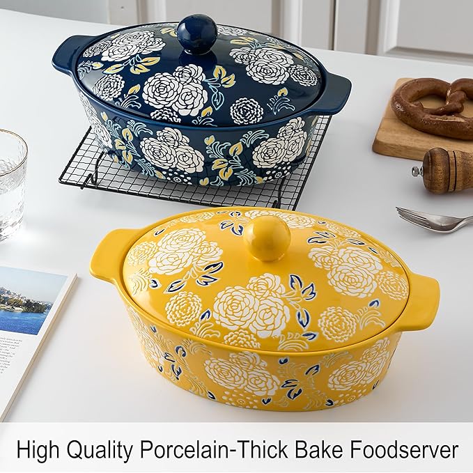 Ceramic Casserole Dish With Lid, Casserole Dishes for Oven, Baking Dish Lasagna Pans For Cooking