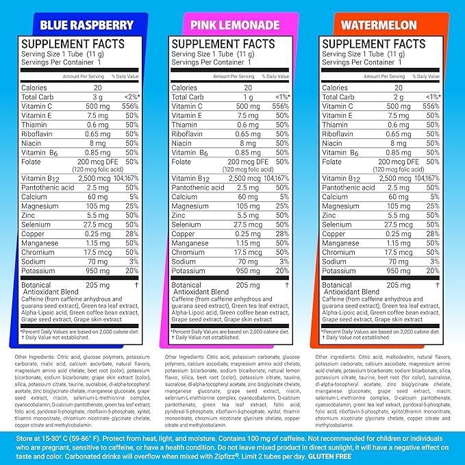 Zipfizz Daily Energy Drink Powder, Variety Pack, 15 Pack | 3-in-1 Sustained Energy, Rapid
