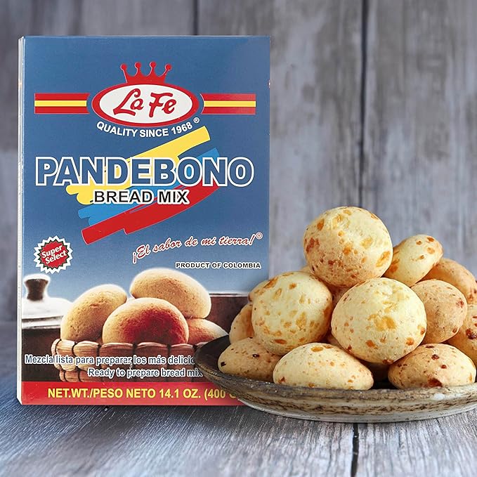 La Fe Pan de Bono Bread Mix 14oz - 3 Pack - Colombian Cheese Bread Mix from Cassava Flour & Corn