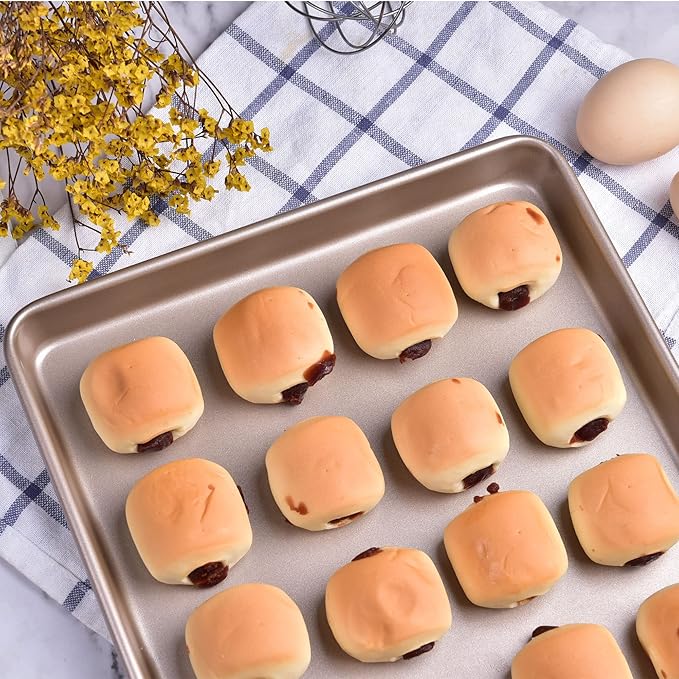 13-Inch Baking Sheet Pan, Non-Stick Carbon Steel Meat Bread Jelly Roll Pizzas Pastries Rimmed