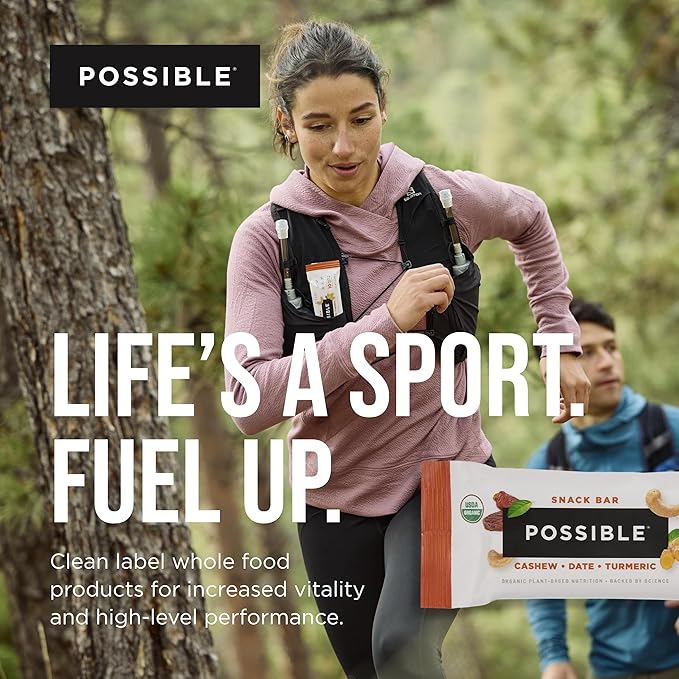 POSSIBLE Snack Bar - Organic Energy Bars with 10g of Plant-Based Protein - Vegan, Gluten-Free