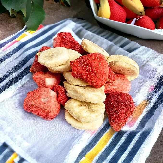 CHAVI Freeze-Dried Strawberry Banana - Pack of 2 x 2 oz - Healthy 1 Ingredient Superfood - No Added