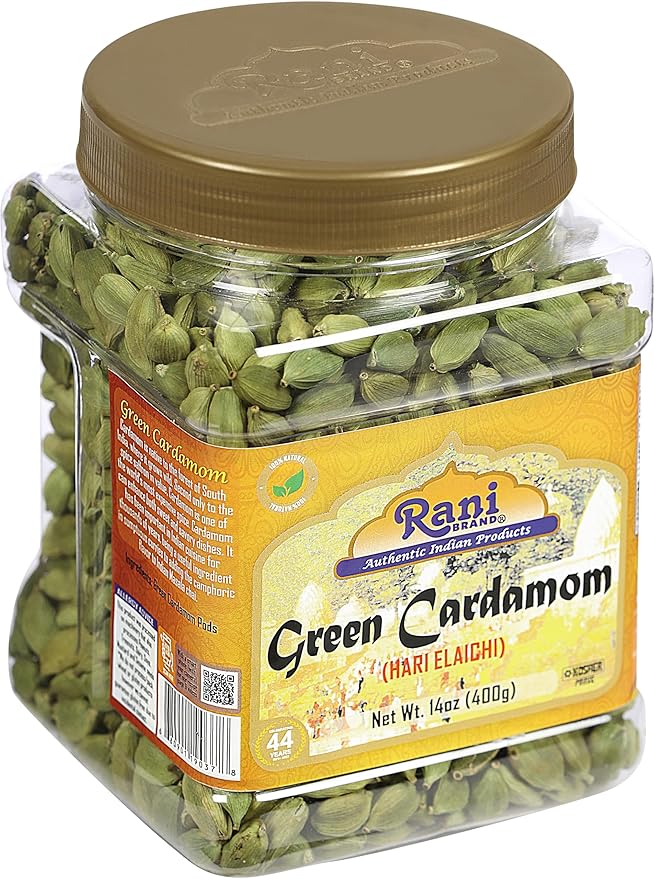 Rani Green Cardamom Pods Spice (Hari Elachi) 14oz (400g) PET Jar ~ All Natural | Vegan | Gluten