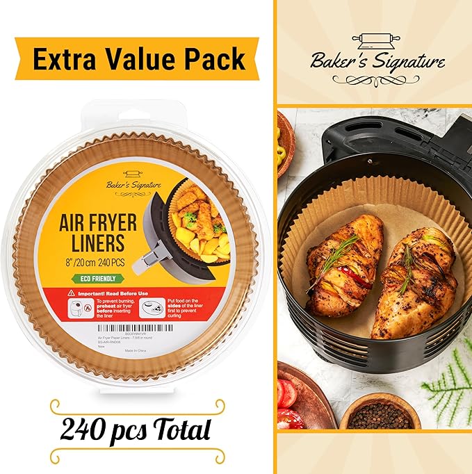 250 pcs Air Fryer Liners for Ninja, Round Disposable Airfryer Paper Liners ??Non-Stick and Oil
