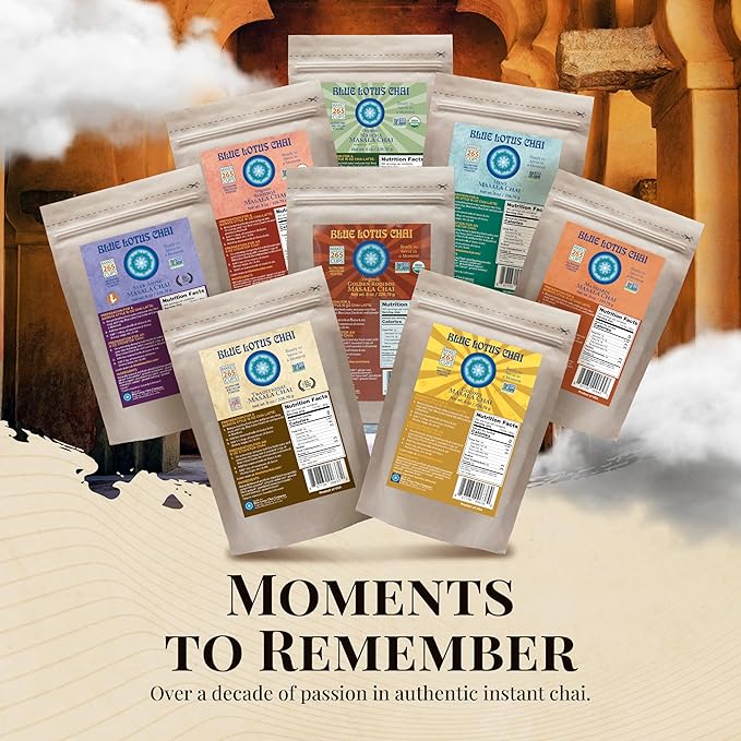 Blue Lotus Chai – Golden Masala Chai with Turmeric and Maca - Makes 265 Cups – Just Add Hot Water