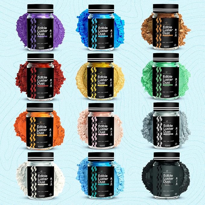 BeePoint Teal Blue Edible Luster Dust 15g - Food Grade, Vibrant Color Shimmer Powdered Dust for