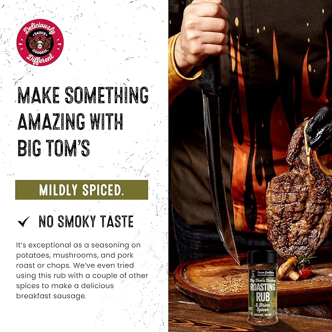 Sauce Goddess Big Tom's Turkey Roasting Rub and Brine Spices - Gluten-Free, Seasonings and Spices